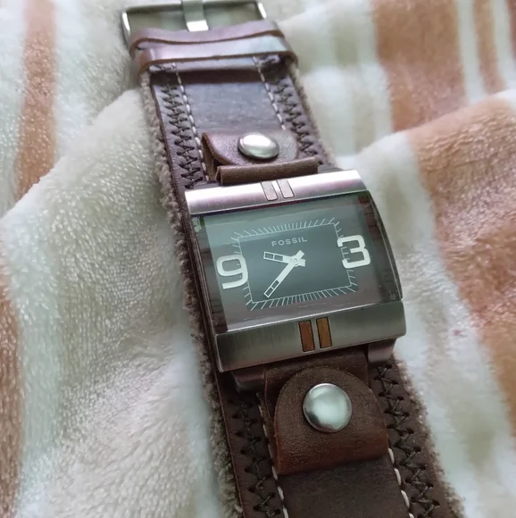Vintage 90s Fossil RARE original Leather/Canvas band PERFECT FOR SMART WATCH